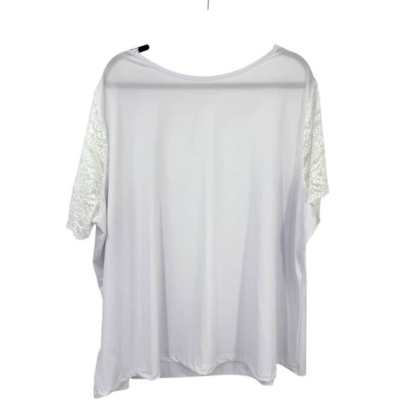 Jessica London Lace Short Sleeve Tee Plus size 30/32 White Short Sleeves - Picture 3 of 9